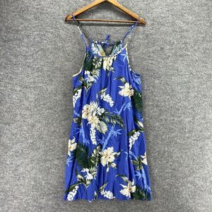 Winnie Fashion Dress Women M Medium Blue Floral Shift Midi Sleeveless Rayon